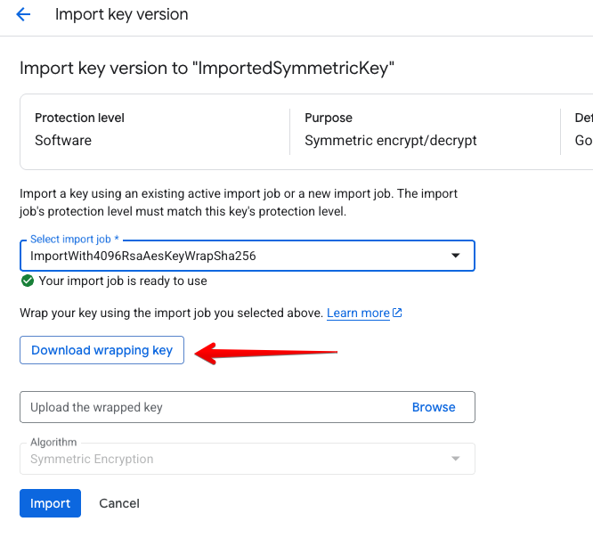 Download the wrapping key