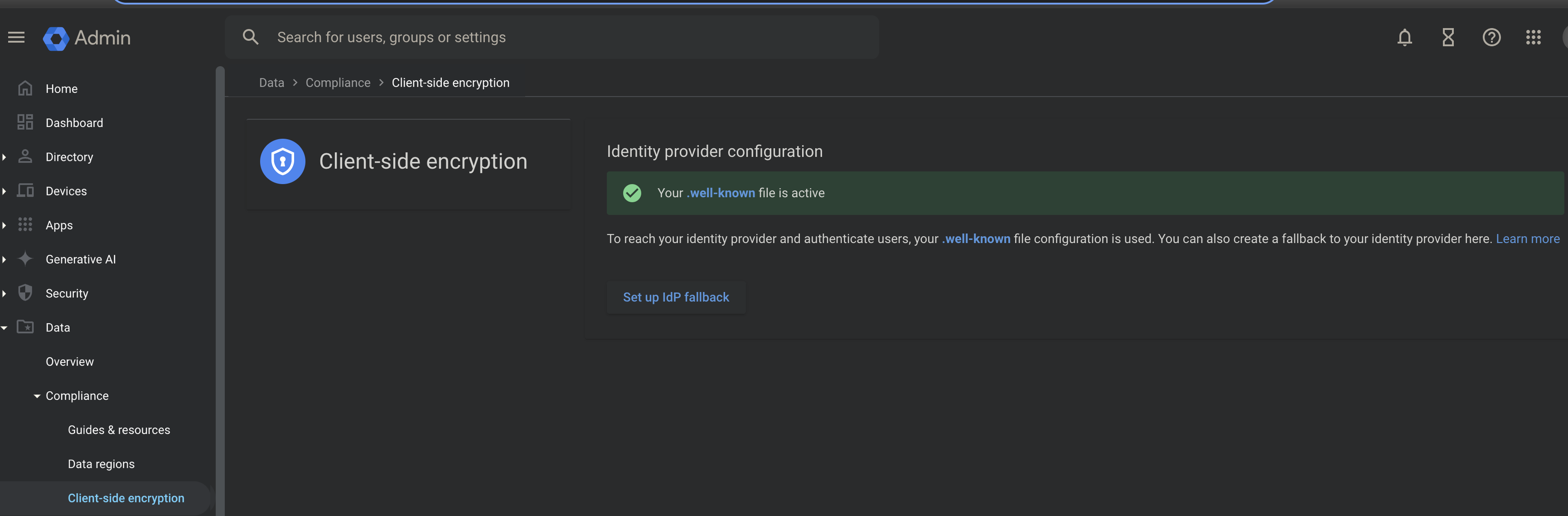 IdP configuration is successful