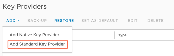 Step 2 – Add KMS provider in vCenter