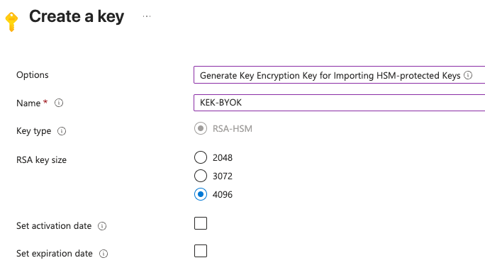 Create a Key Encryption Key using the console