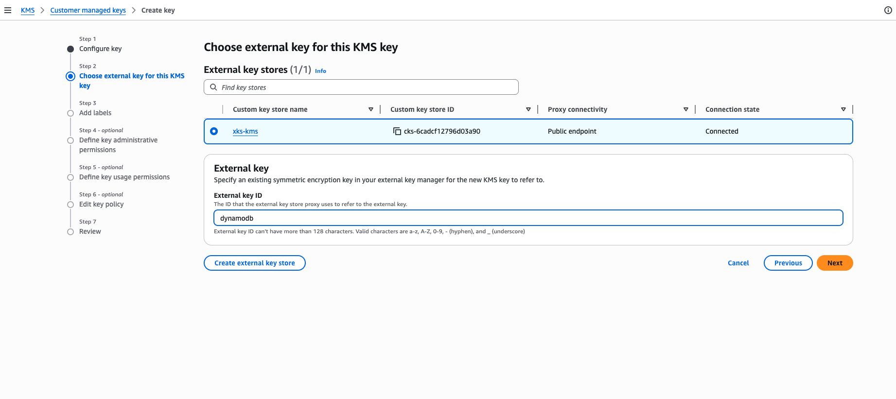 Choose the external key