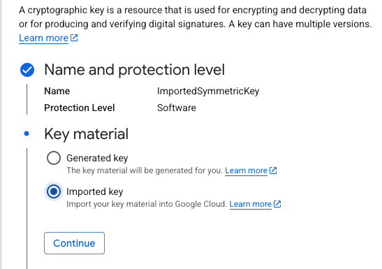 Select Imported Key